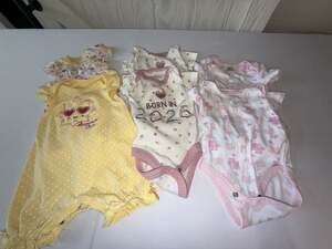 Little Beginnings Infant Baby Girls Assorted Bodysuits And Rompers 6 Piece Lot S
